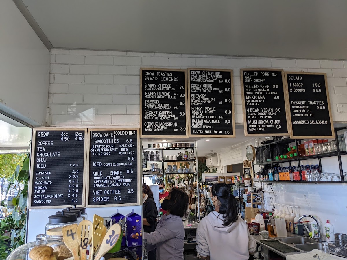 GROW CAFE menu board