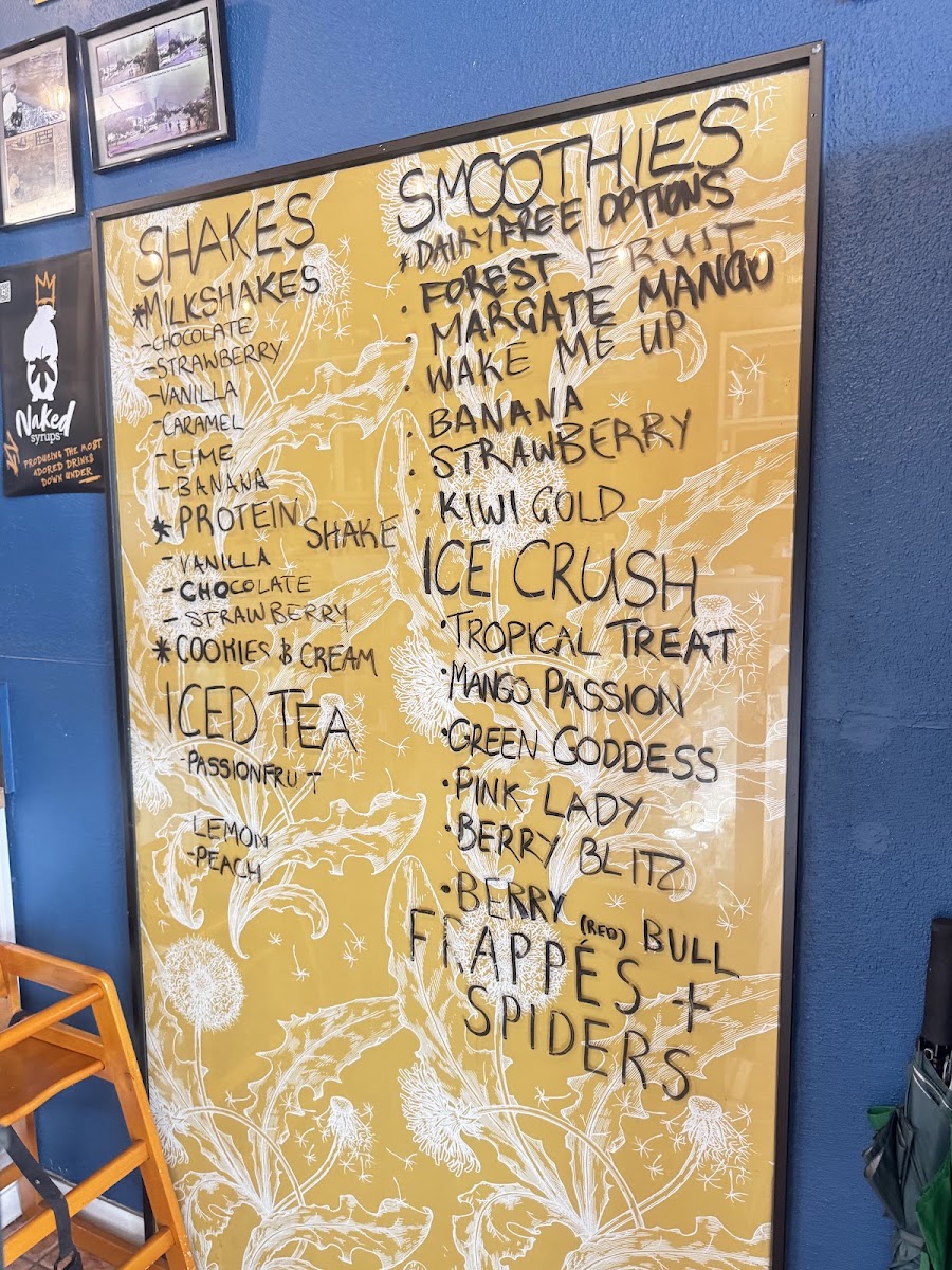 Indigo's Cafe menu board