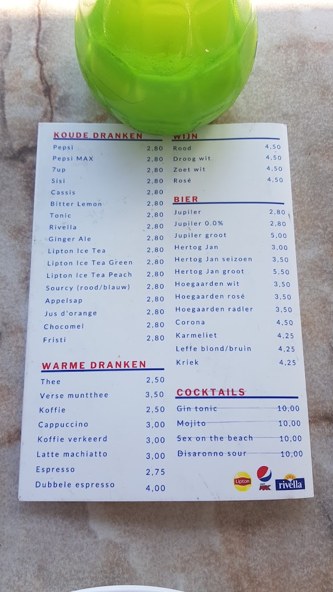 Café Ech Wel menu board