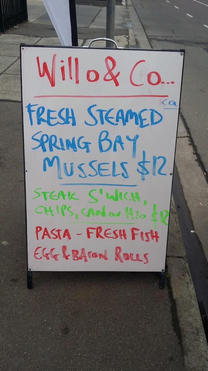 Willo&Co Cafe menu board