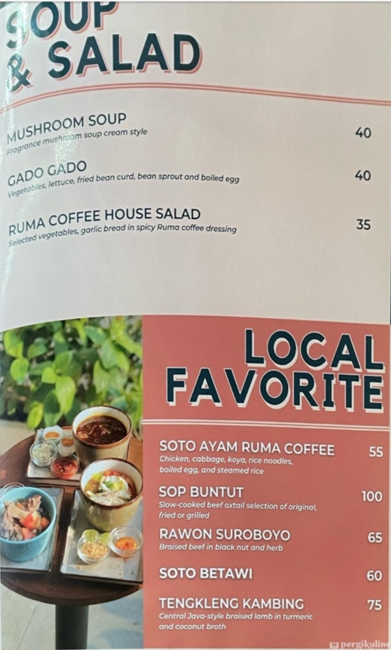 Ruma Coffeeatery Blok M menu board