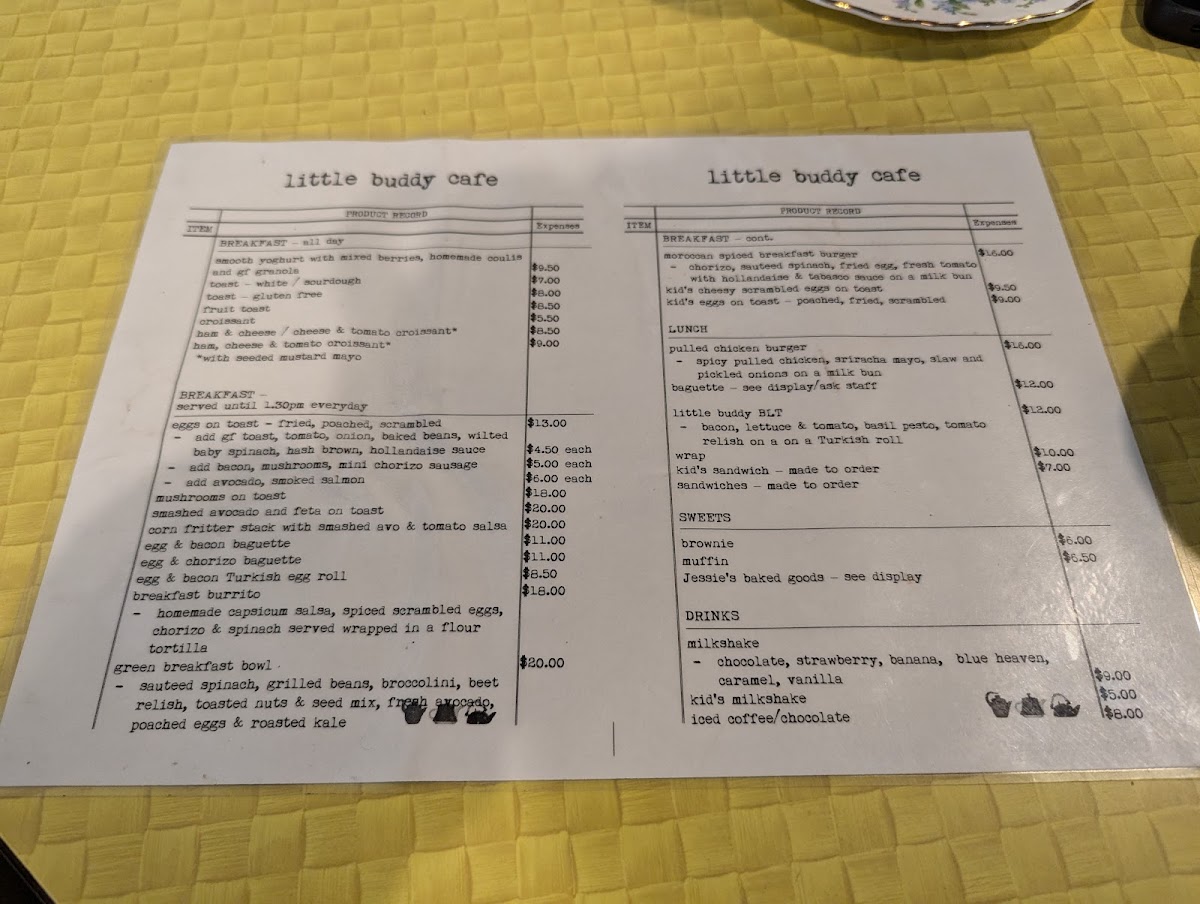 Little Buddy Cafe. menu board