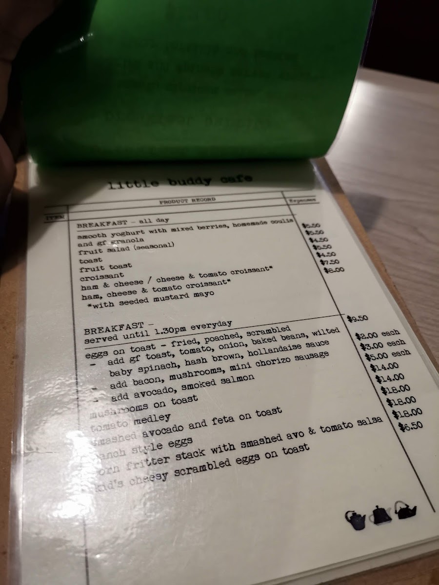 Little Buddy Cafe. menu board