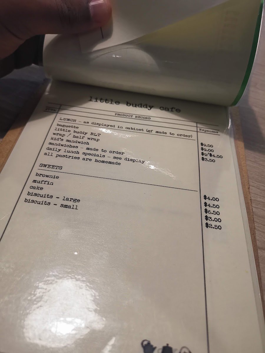 Little Buddy Cafe. menu board