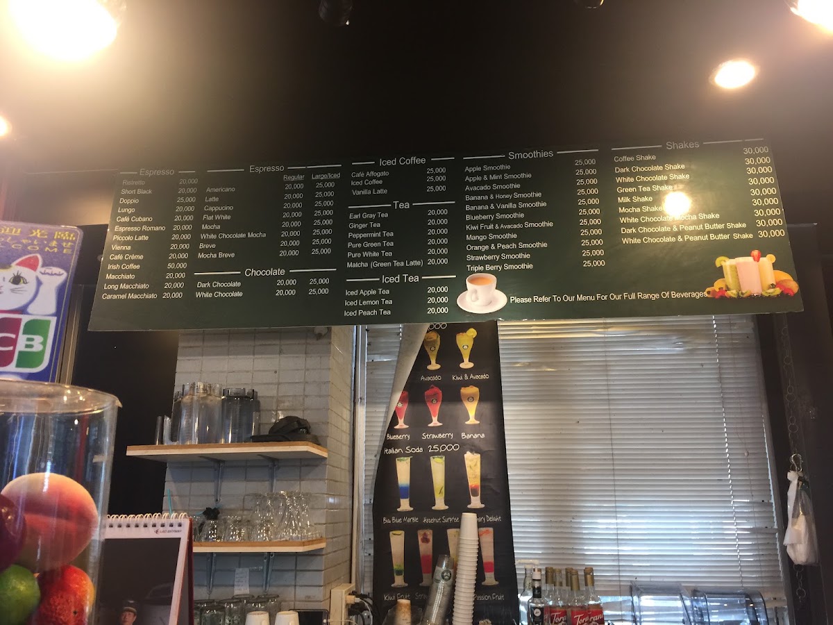 Dex Coffee (International Departure Hall) menu board