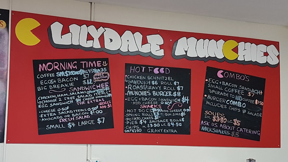 Lilydale Munchies menu board