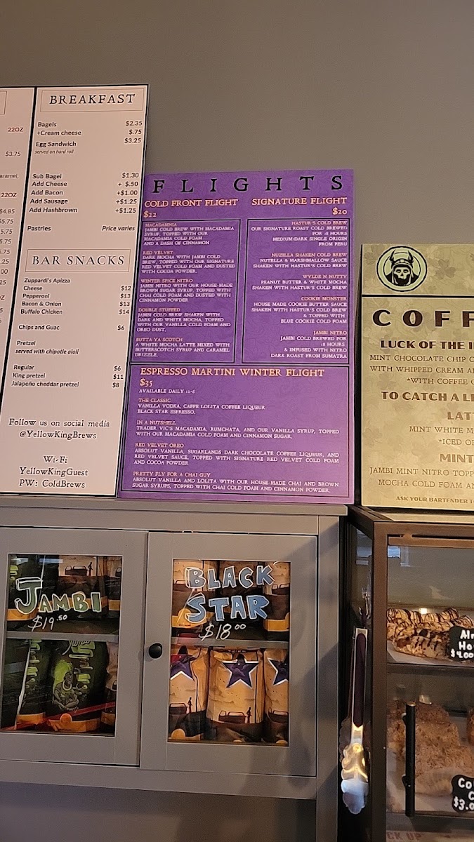 Yellow King Bristol menu board