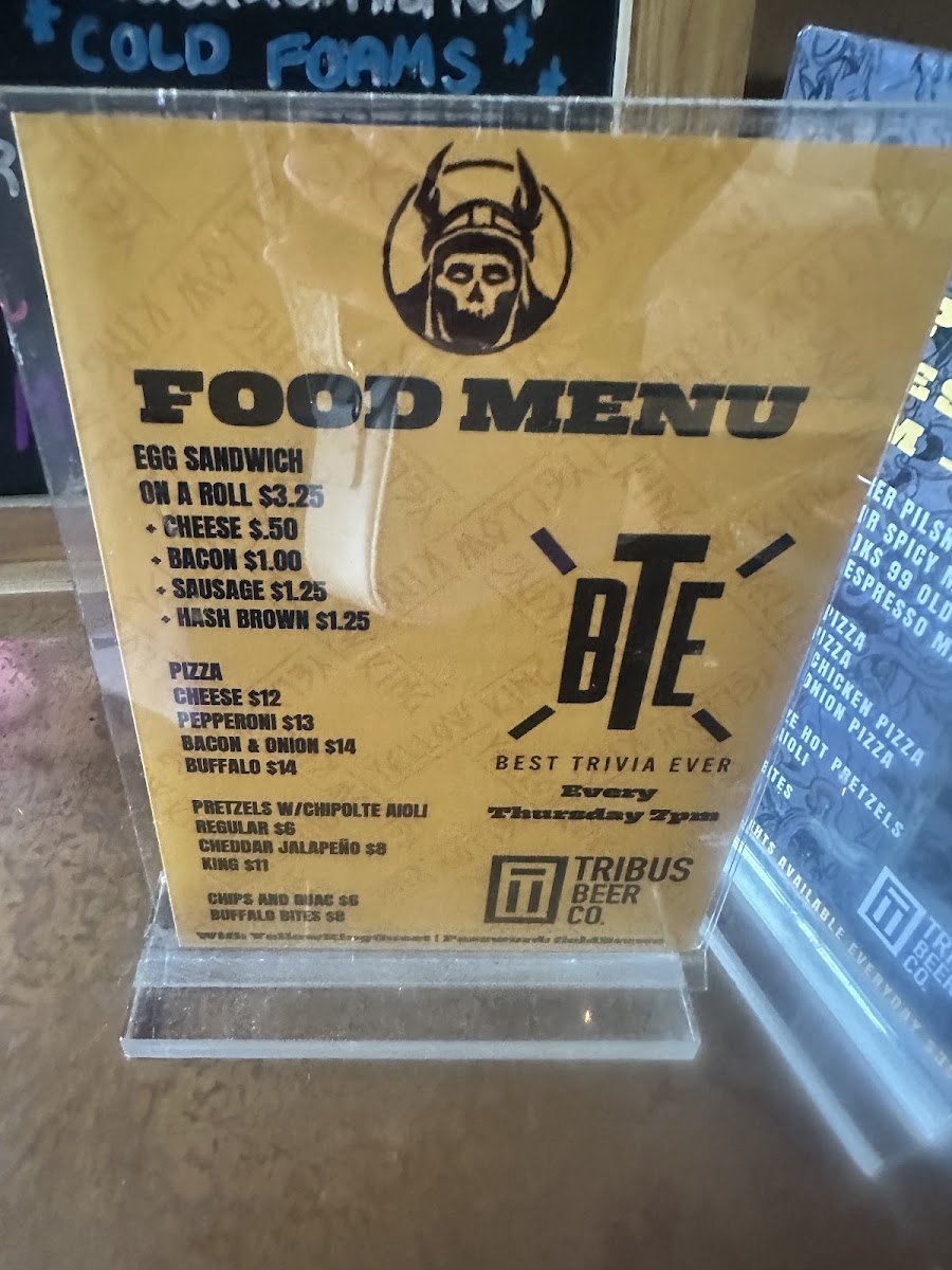 Yellow King Bristol menu board