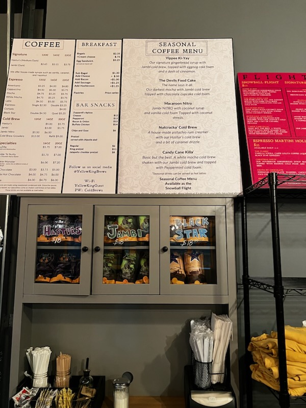 Yellow King Bristol menu board