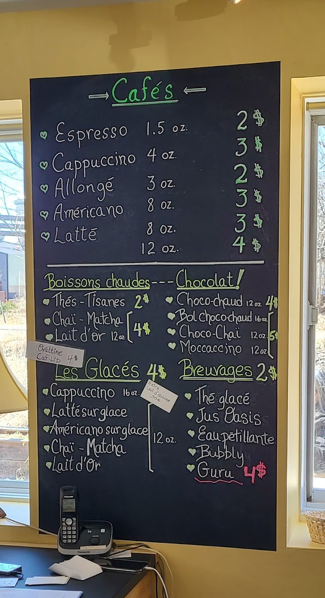 Fougère - Le café des possibles menu board