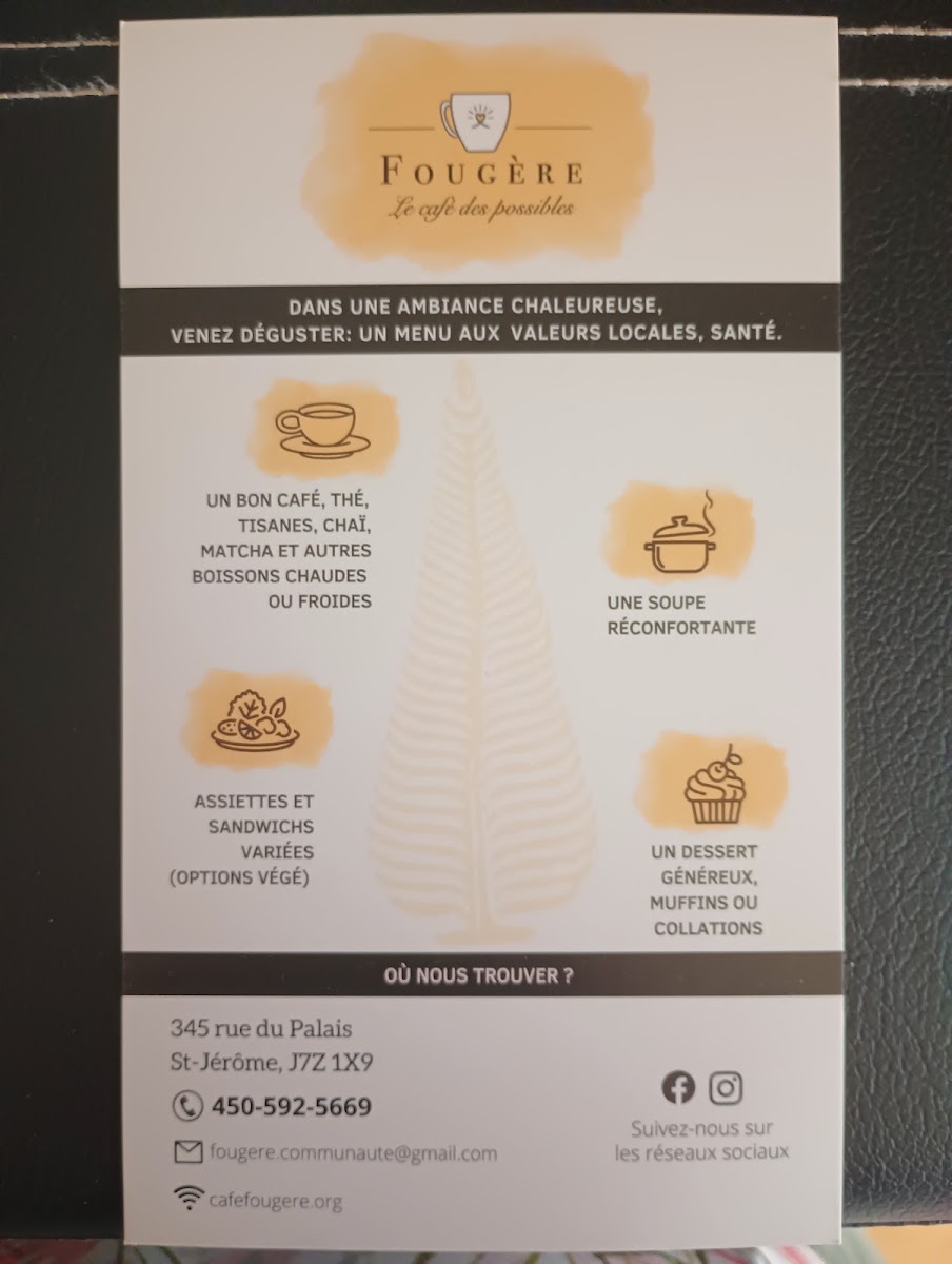 Fougère - Le café des possibles menu board
