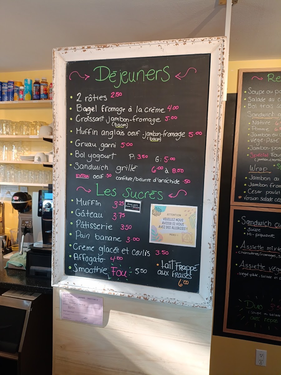Fougère - Le café des possibles menu board