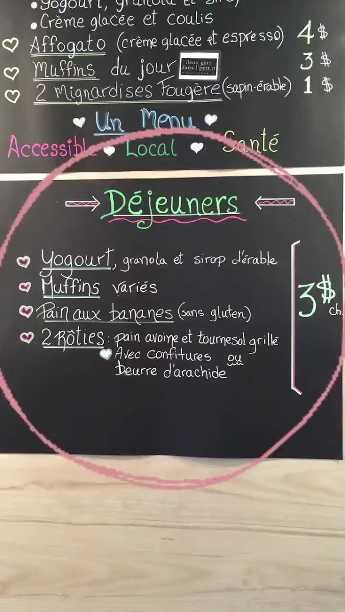 Fougère - Le café des possibles menu board