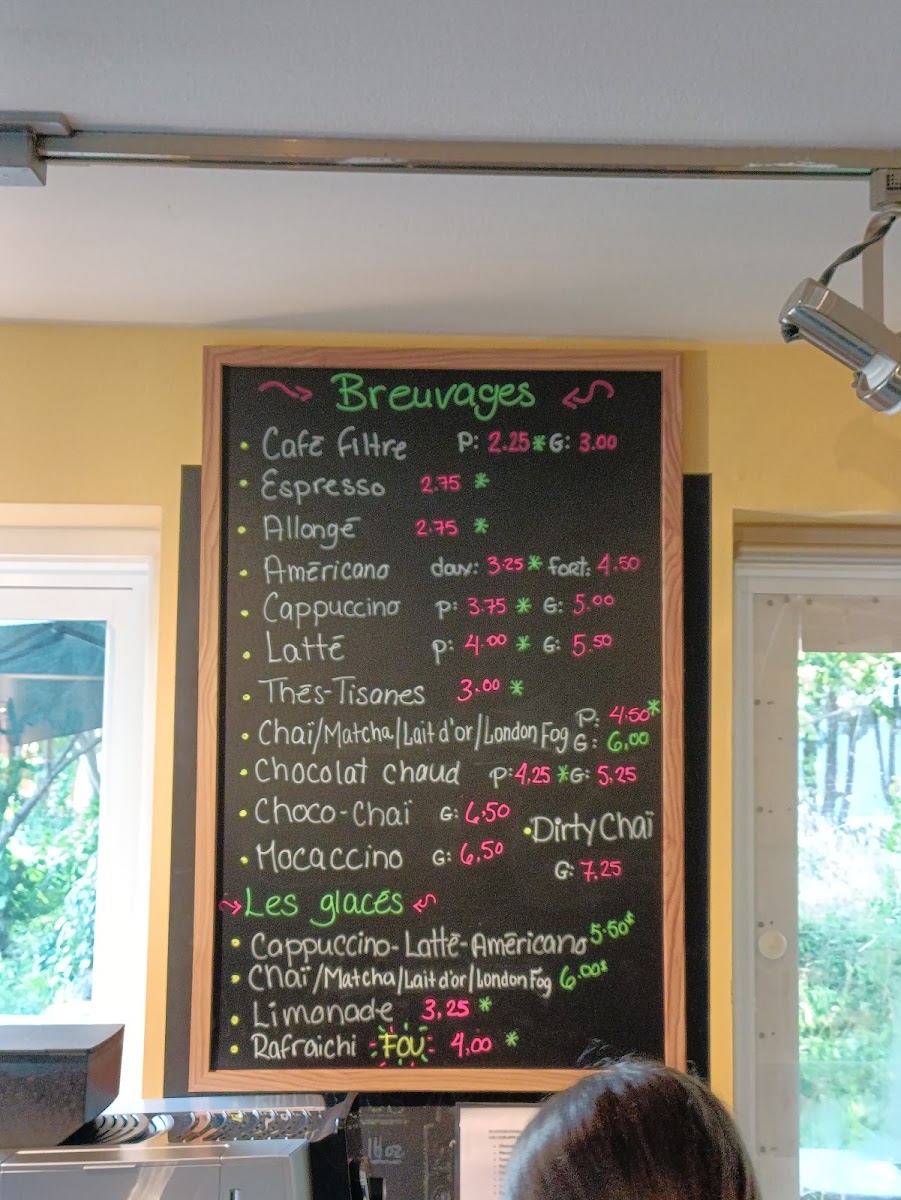 Fougère - Le café des possibles menu board
