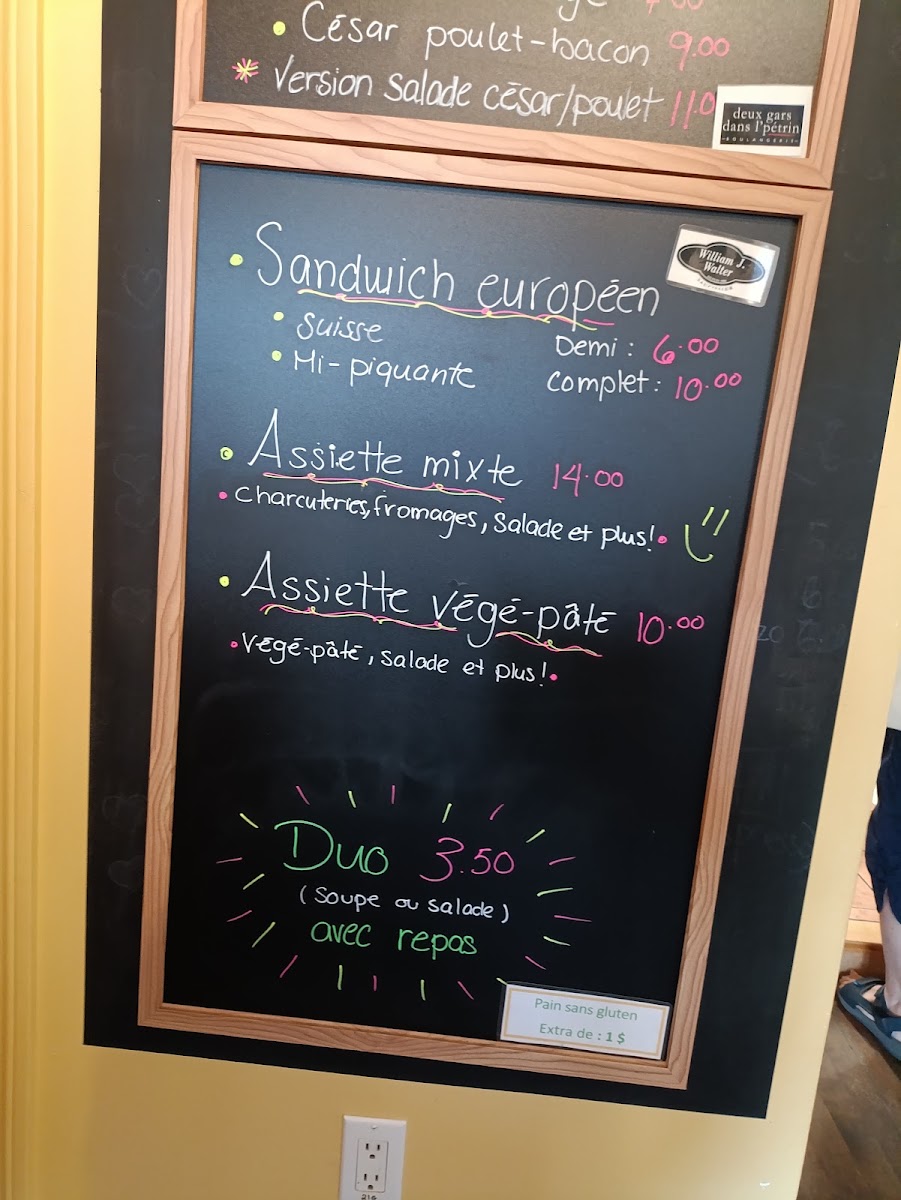 Fougère - Le café des possibles menu board