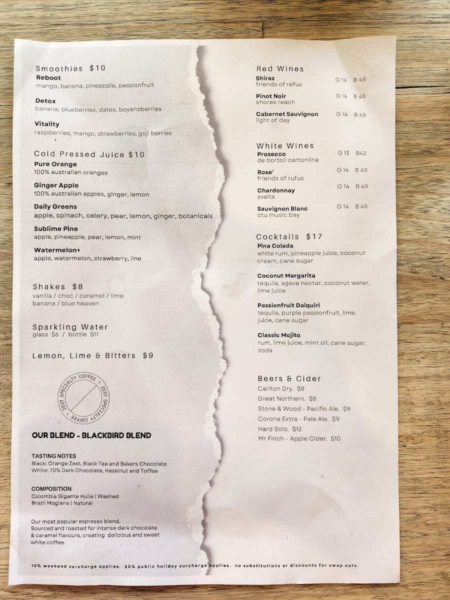 Aroma @ Eastwood menu board