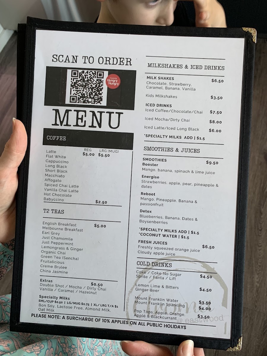 Aroma @ Eastwood menu board