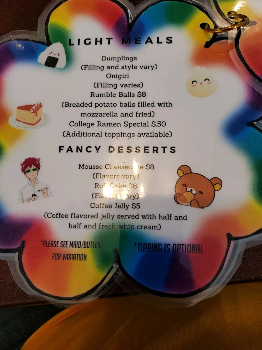 At Your Service Maid Cafe menu board