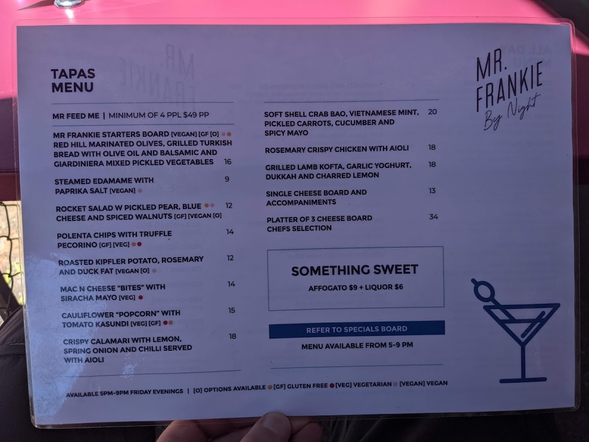 Mr Frankie menu board