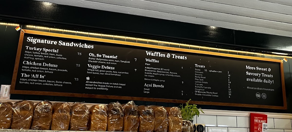 Bean & Batch Kenmare menu board