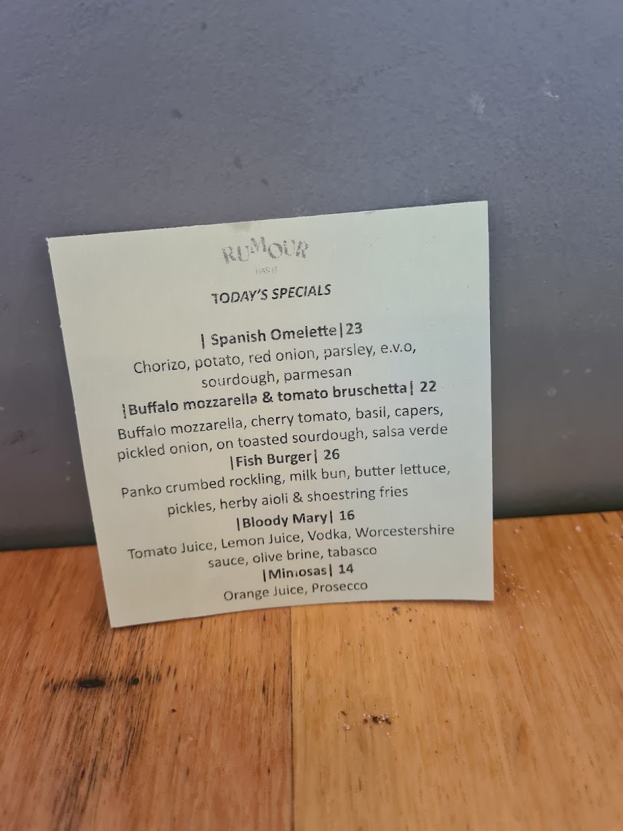 Rumour Has It menu board
