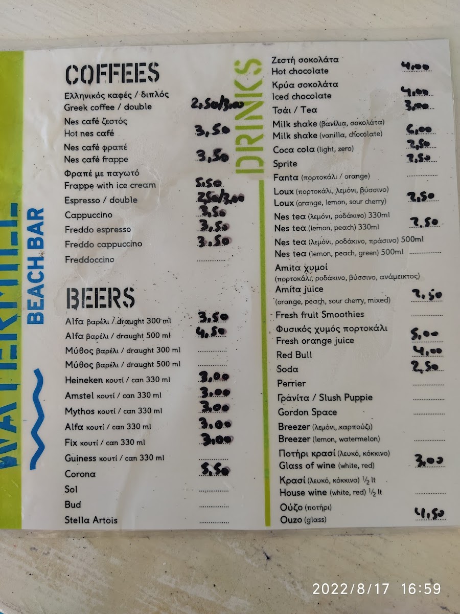 Watermill menu board