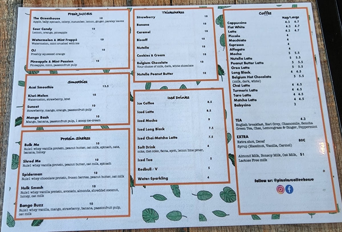 01Plantas Coffee House menu board