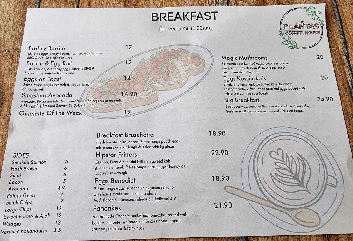 01Plantas Coffee House menu board
