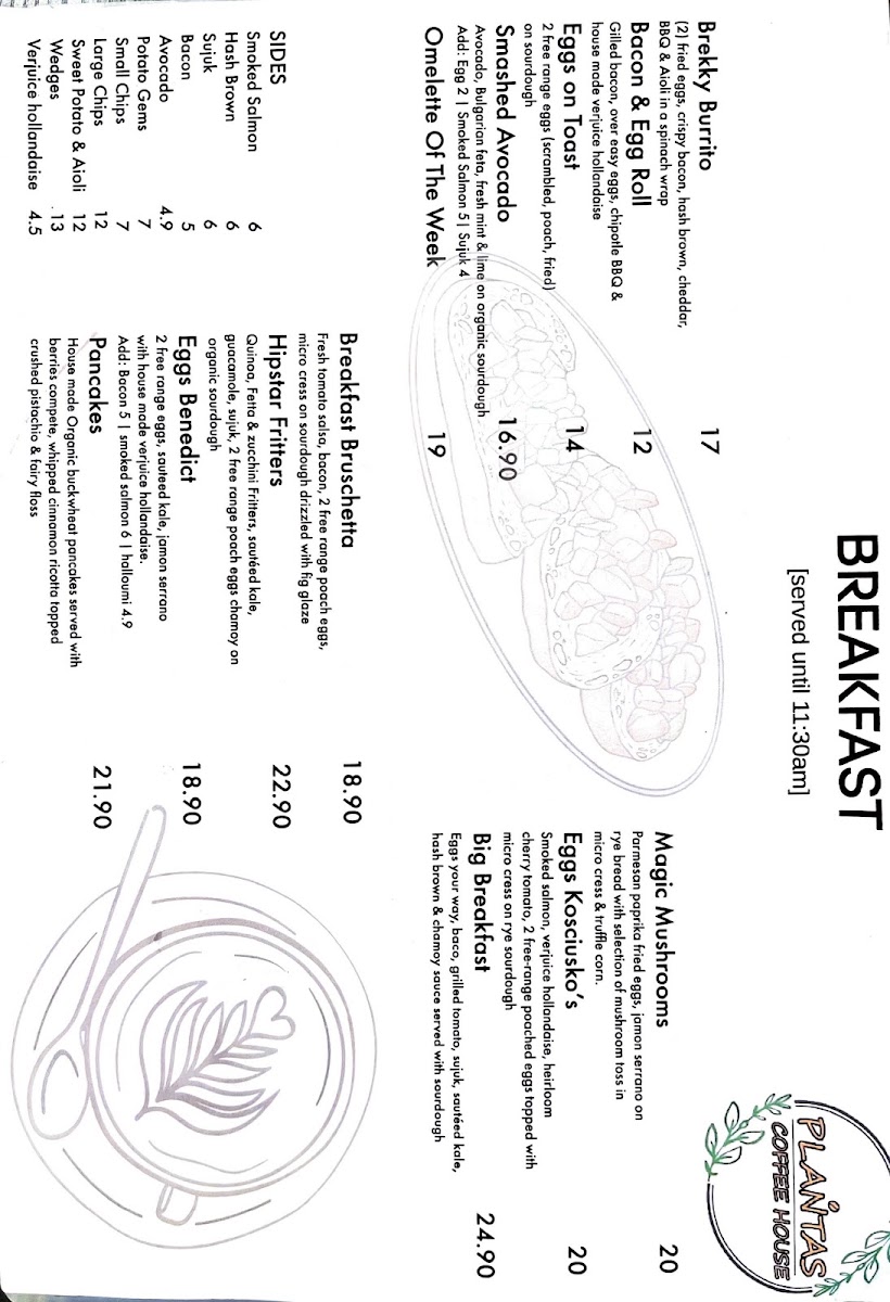 01Plantas Coffee House menu board