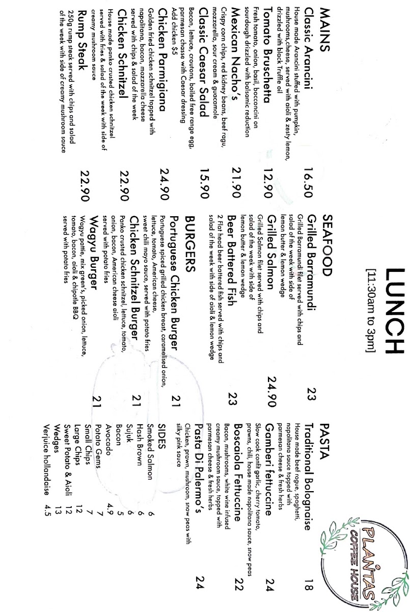 01Plantas Coffee House menu board