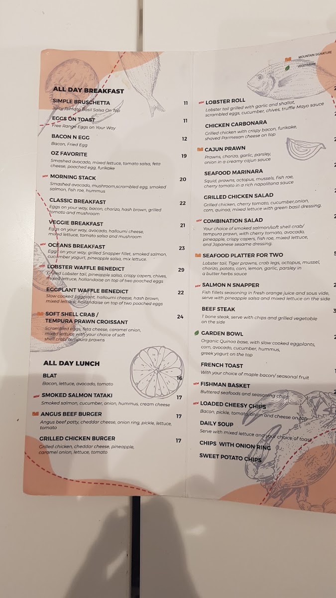 Mountain Kids Cafe menu board
