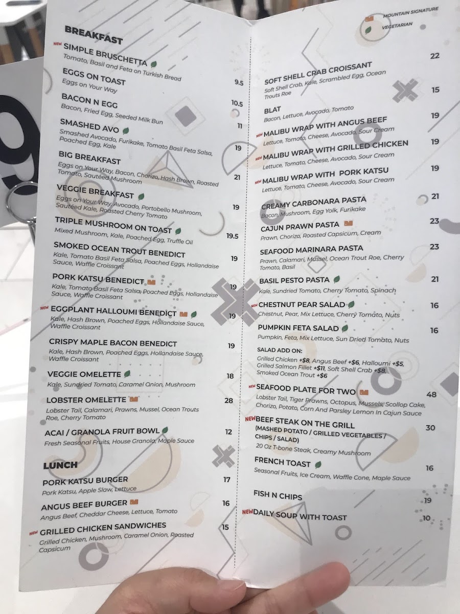 Mountain Kids Cafe menu board