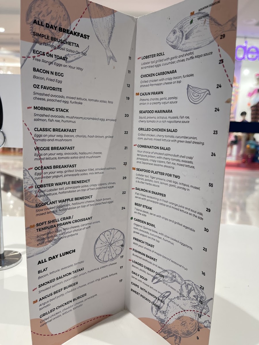 Mountain Kids Cafe menu board
