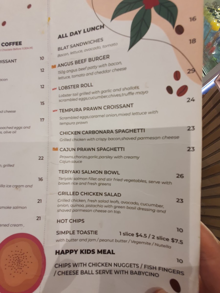 Mountain Kids Cafe menu board