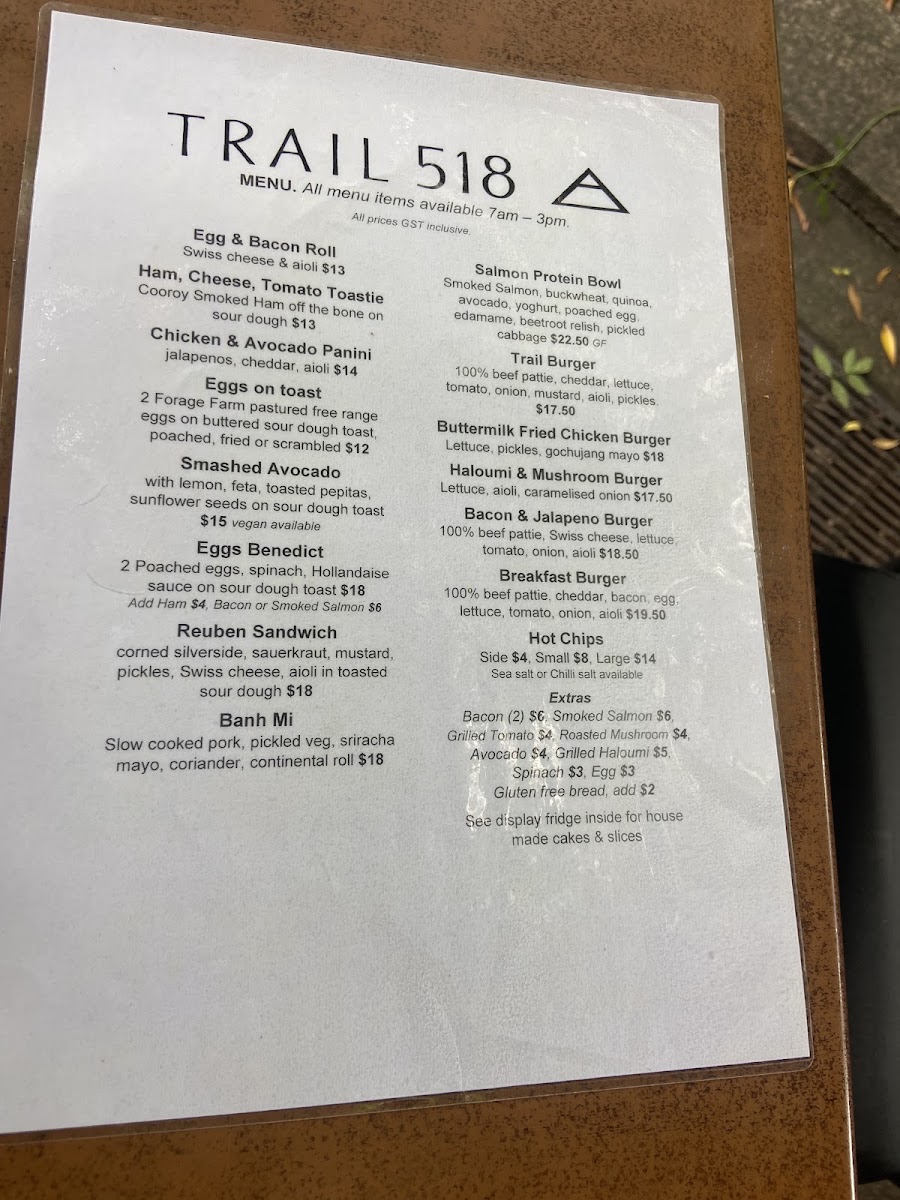 Trail 518 menu board