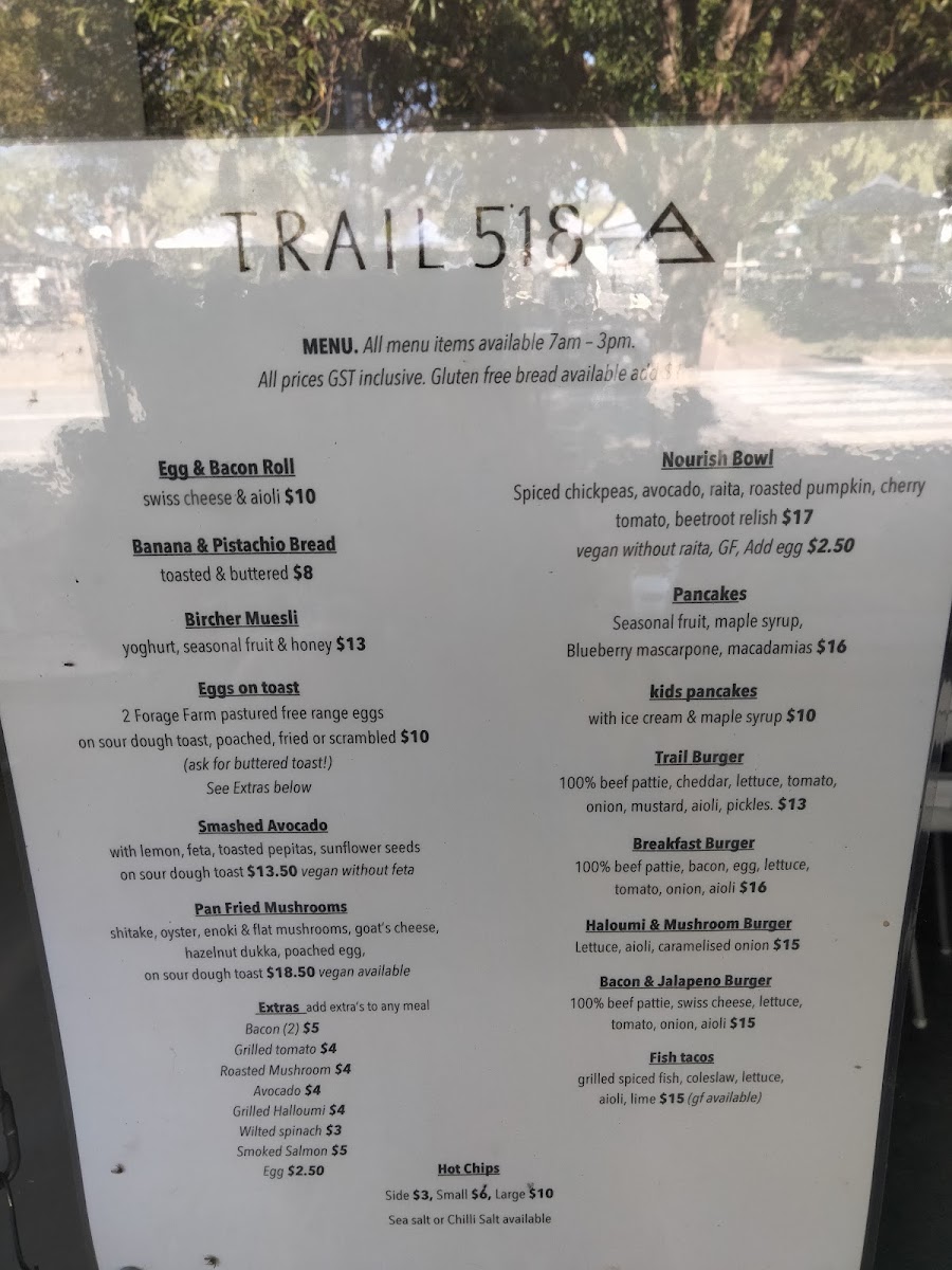 Trail 518 menu board