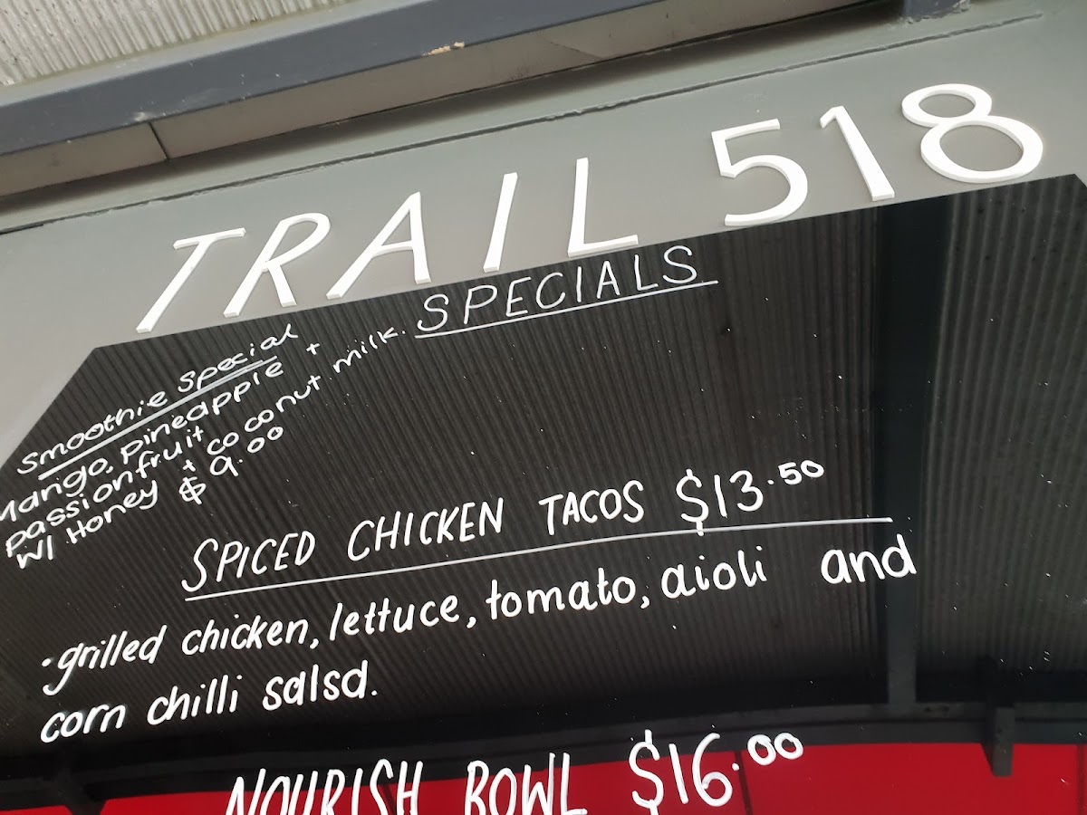 Trail 518 menu board