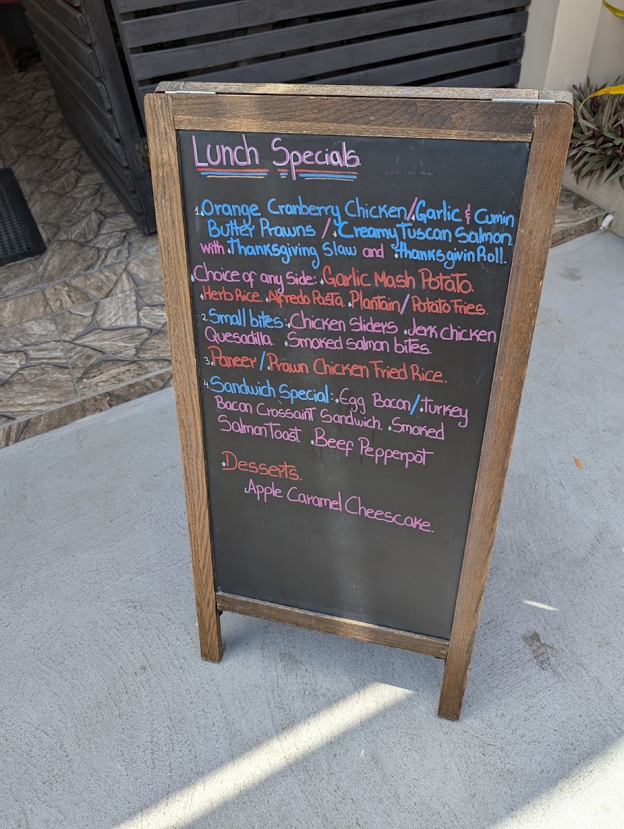 Café Bellvana menu board