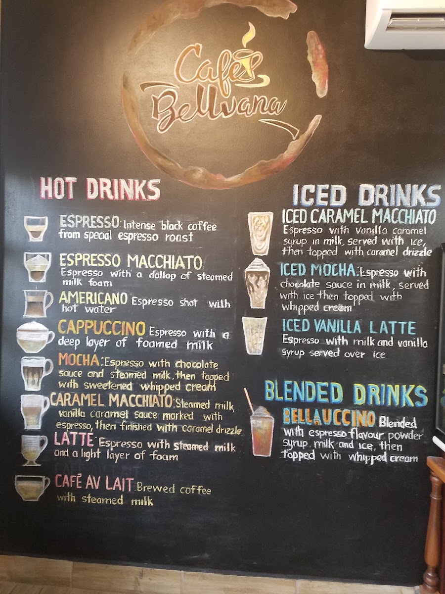 Café Bellvana menu board