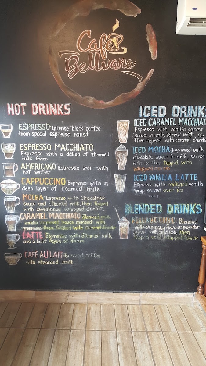 Café Bellvana menu board