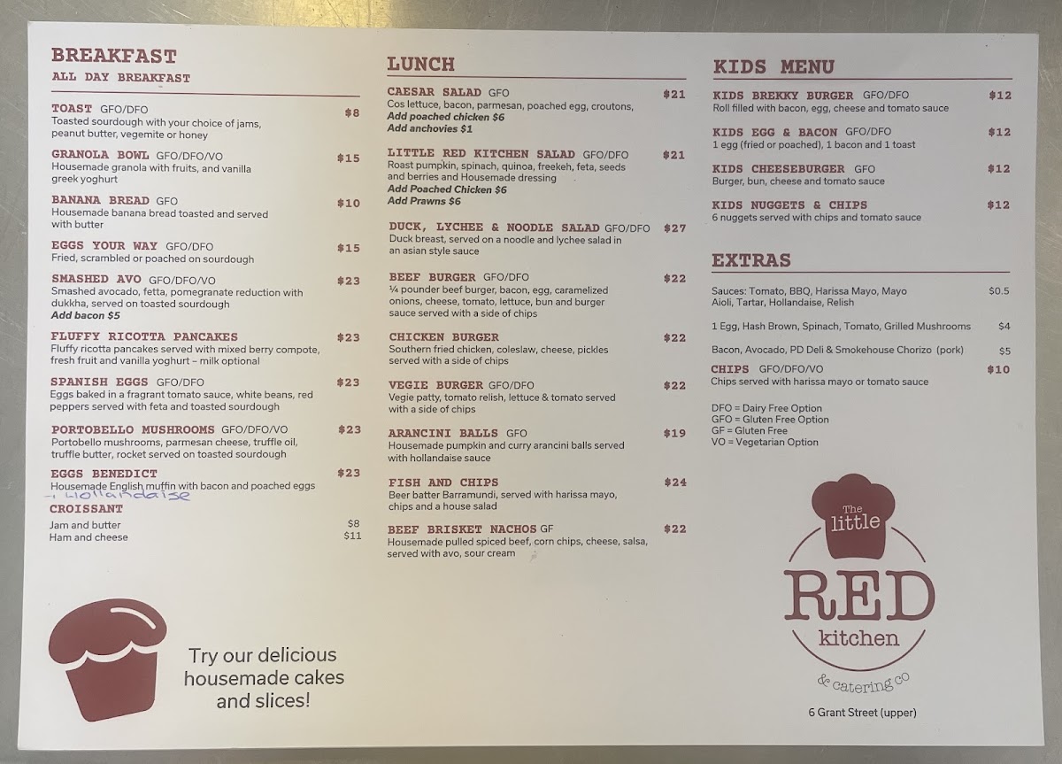 The Little Red Kitchen menu board