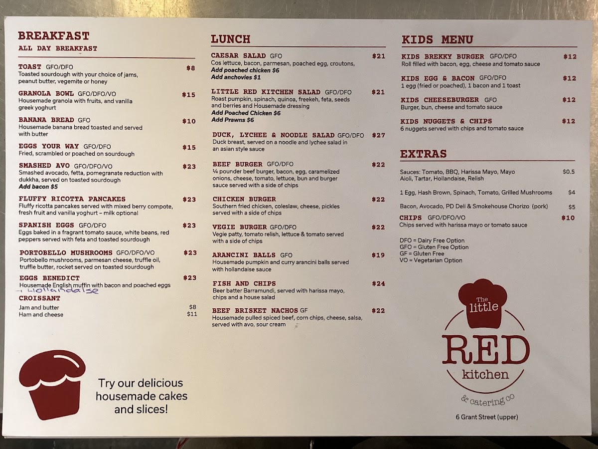 The Little Red Kitchen menu board