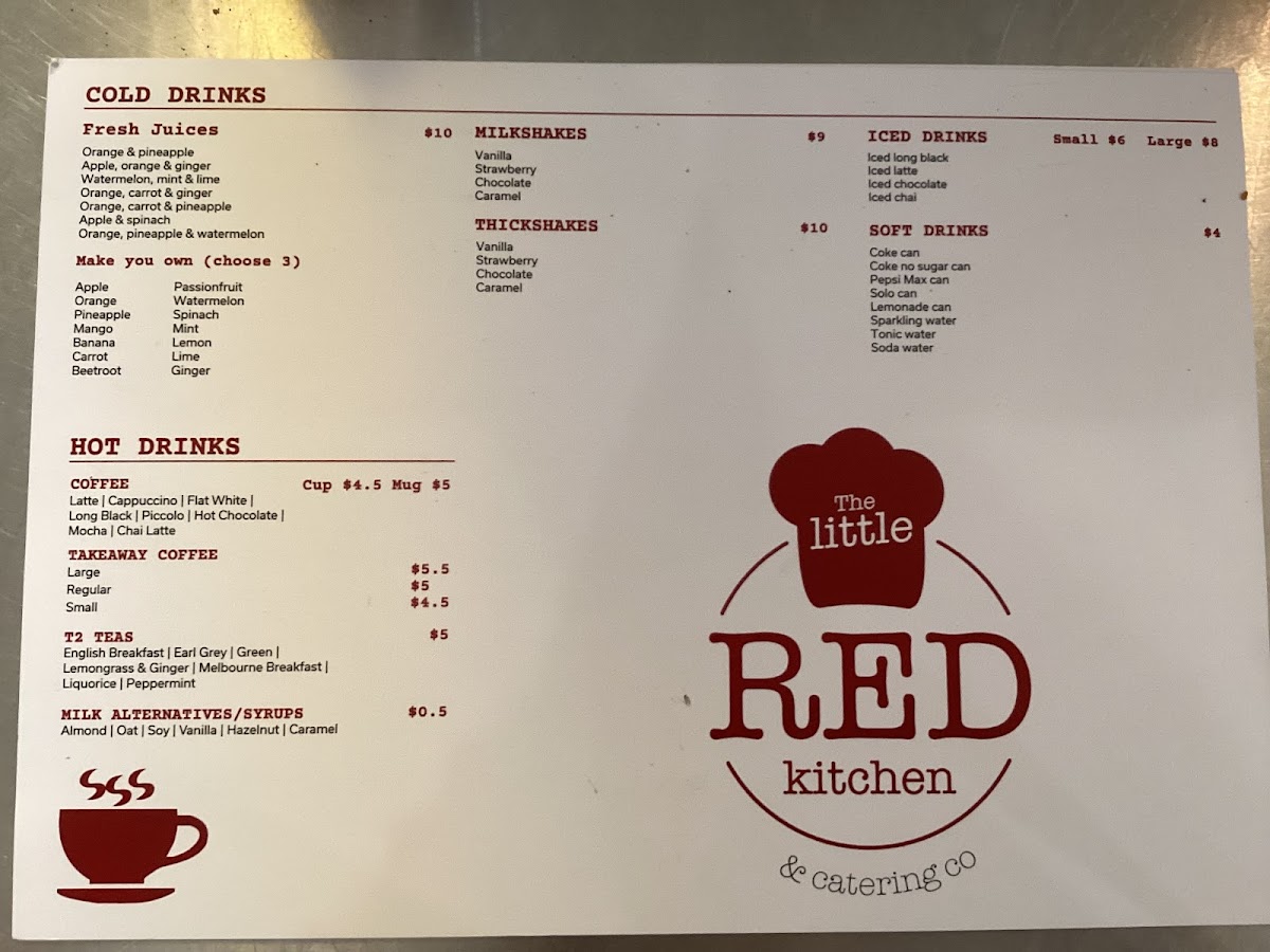 The Little Red Kitchen menu board