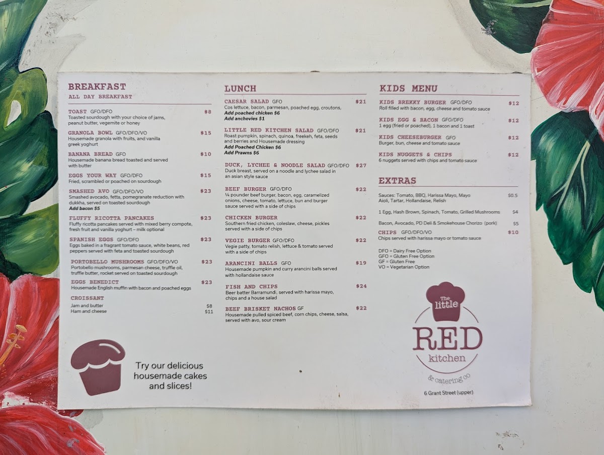 The Little Red Kitchen menu board