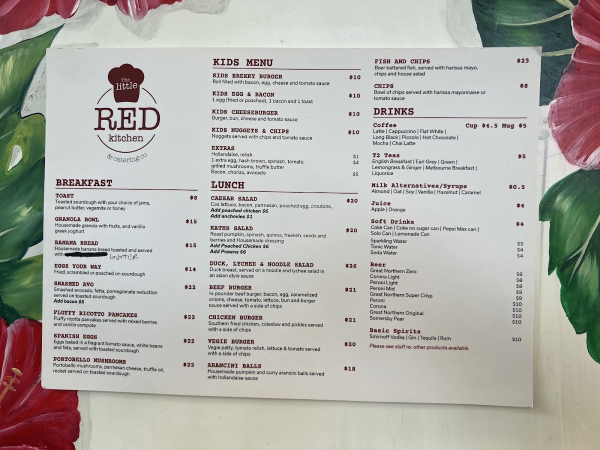 The Little Red Kitchen menu board