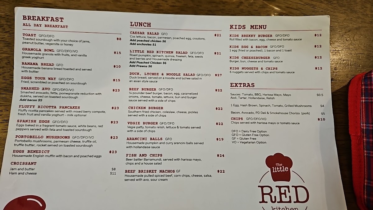 The Little Red Kitchen menu board