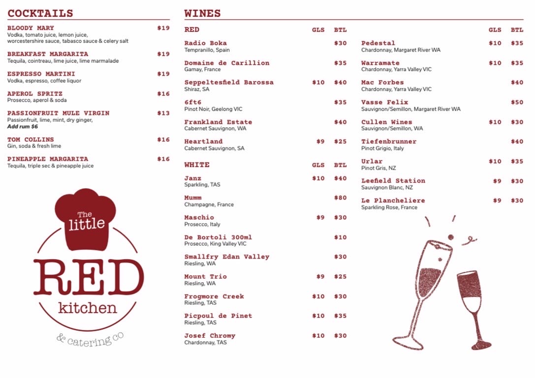 The Little Red Kitchen menu board
