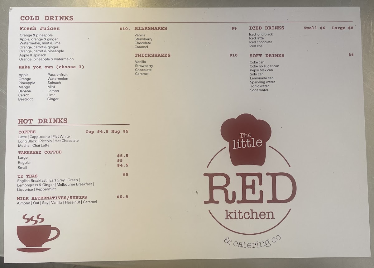 The Little Red Kitchen menu board