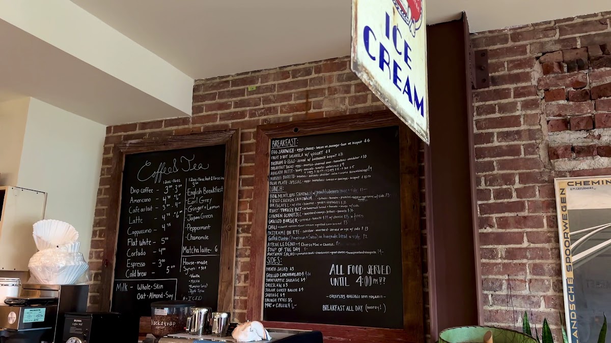 Betty's Snack Bar menu board