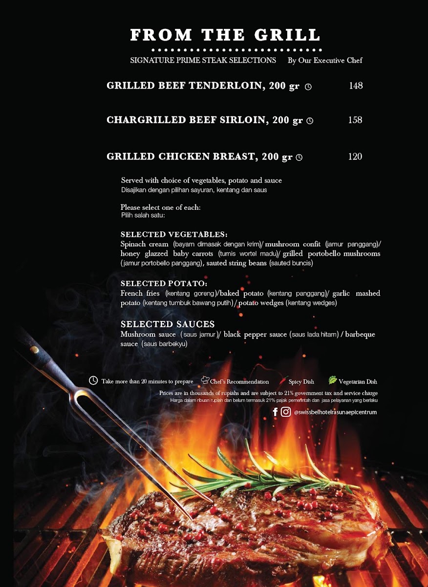 Swiss-Café at Swiss-Belresidences Rasuna Epicentrum menu board